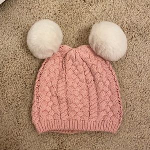 Pink Baby Gap Hat with pom poms
